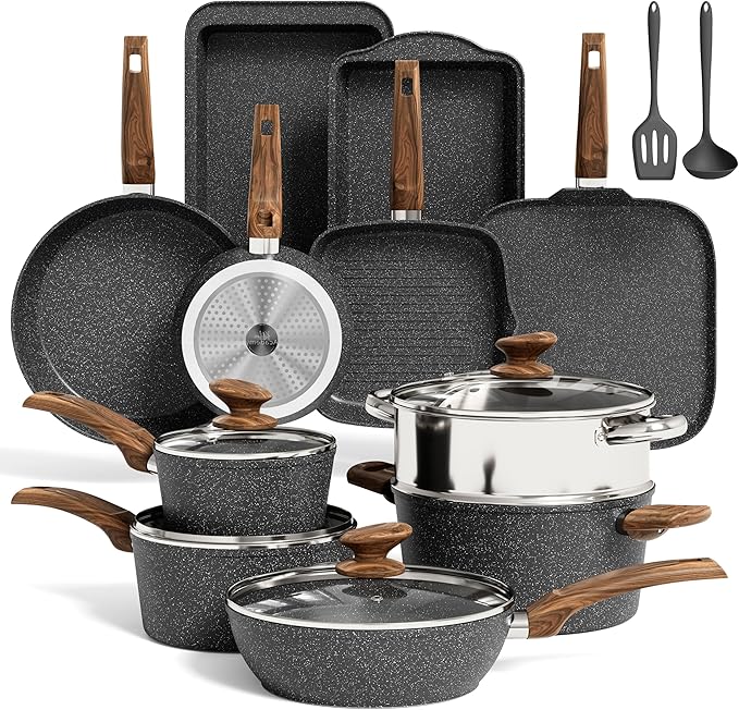 MAISON ARTS 17 Piece Pots and Pans Set Non Stick, Kitchen Cookware Sets by MAISONARTS