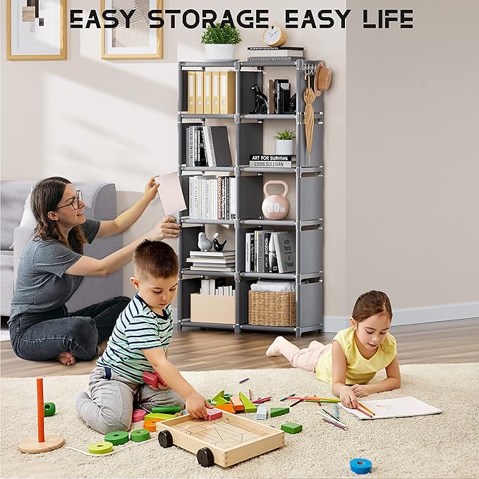 Mavivegue Book Shelf, 12 Cube Storage Organizer, DIY Bookcase, Metal Cube - Image 2