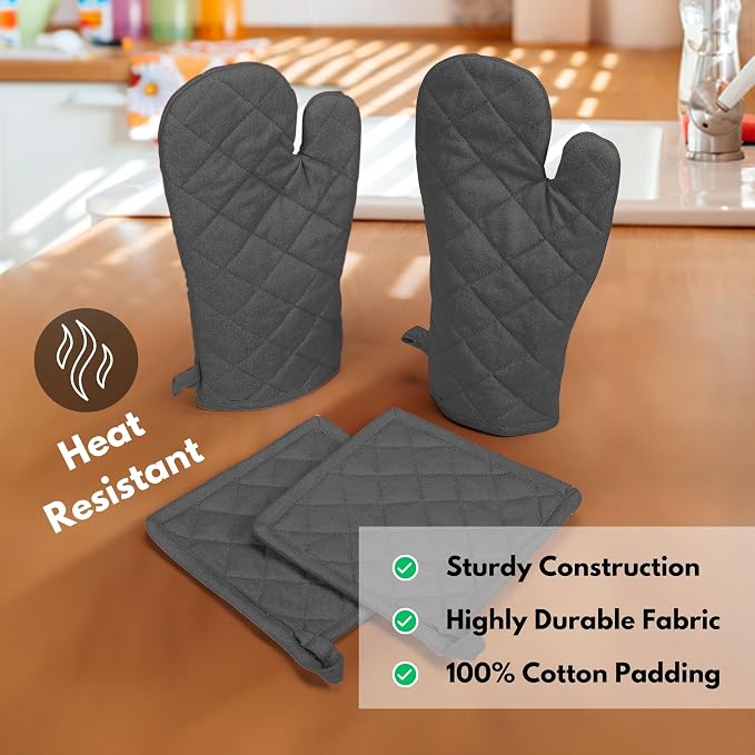 Native Fab Farmhouse Oven Mitts and Pot Holders Set of 4, Heat Resistant - Image 5