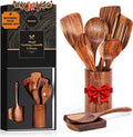 Mooues Wooden Spoons for Cooking, Wooden Utensils for Cooking Natural Teak by Mooues