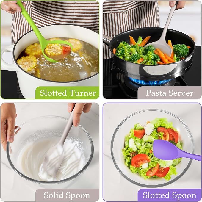 LIANYU 8Pcs Kitchen Cooking Utensils Set, Silicone Utensils Spatula Set - Image 6