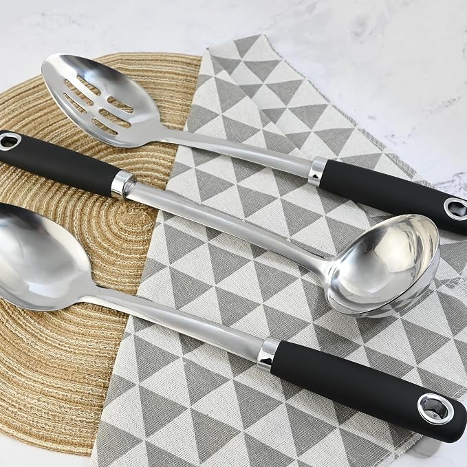 14-in Cooking Spoons Set, Heavy Duty 18/0 Stainless Steel Large Serving Spoons - Image 4