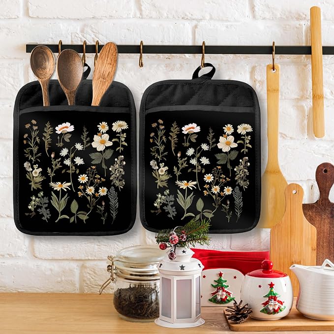 Dark Floral Botanical Pot Holders - Image 3