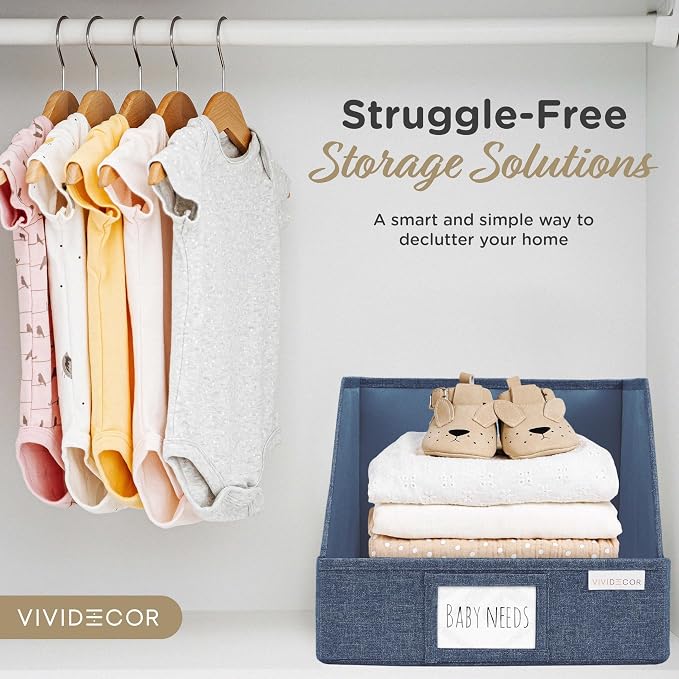 VIVIDECOR Open Front Trapezoid Storage Bins 12x12x10 – Easy Access Closet Shelf - Image 8