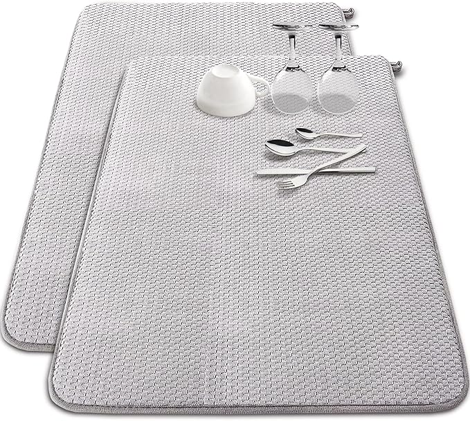 2 Pack Extra Large Microfiber Dish Drying Mat, 30 x 24 Inch Super Absorbent by Baaxxango