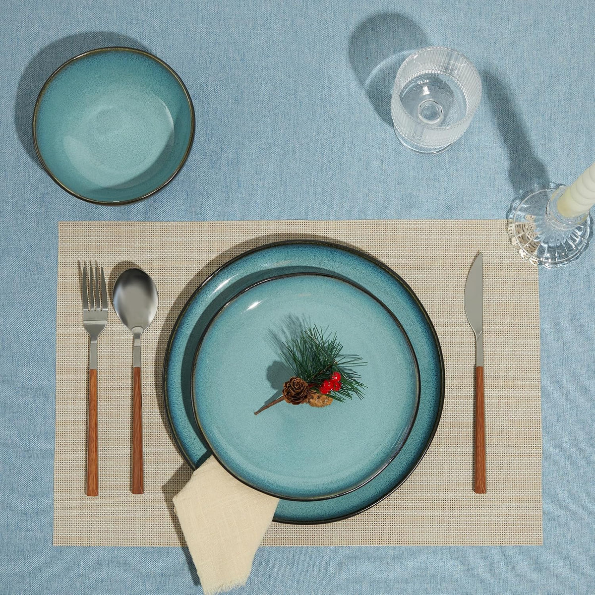 Stoneware Dinnerware Sets for 8, 32Pcs Ceramic Plates and Bowls Sets