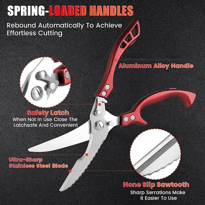 Heavy Duty Kitchen Shears by ANDONG, Kitchen Scissors, Stainless Steel Poultry - Image 2
