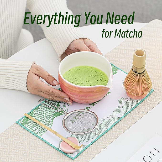 Matcha Whisk Set, Matcha Kit for Ceremony, 480 Ml Ceramic Bowl - Image 2