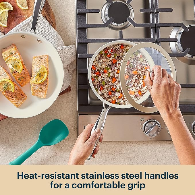 Pyrex 3-Piece Ceramic Cookware Fry Pan & Saucepan Set - Image 5