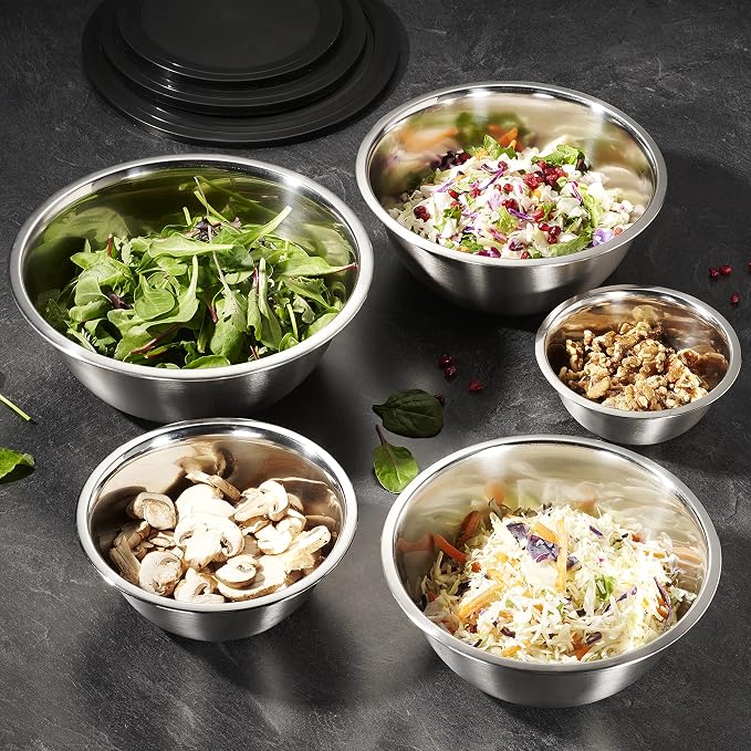 WHYSKO Stainless Steel Mixing Bowl Set, 10 Piece Stainless Steel Mixing Bowls - Image 4