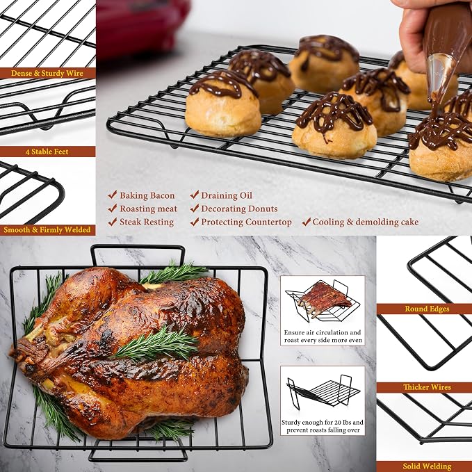 E-far Roasting Pan with Racks, Large Stainless Steel Turkey Roaster with - Image 6