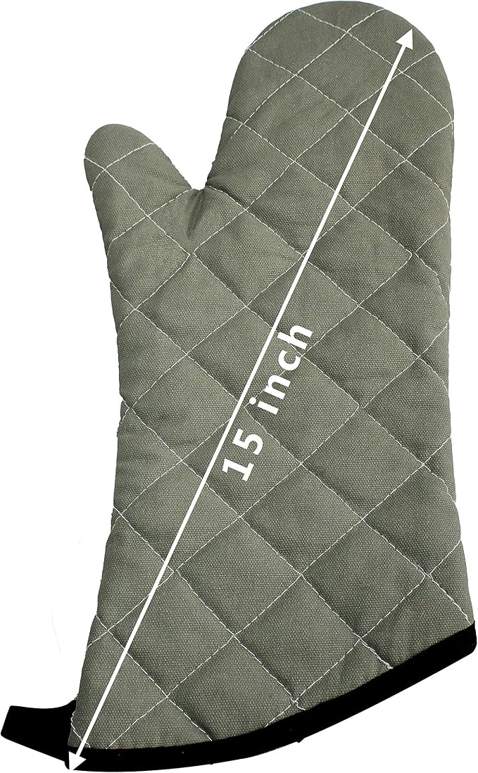 ARCLIBER Oven Mitts Heat Fire Resistant Oven Mitts 425 ° F, Quilted Terry Cloth - Image 6