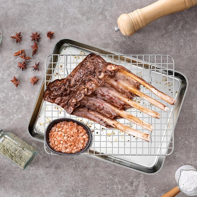 Homikit Quarter Sheet Pan with Wire Rack Set, Stainless Steel Baking Tray with - Image 6