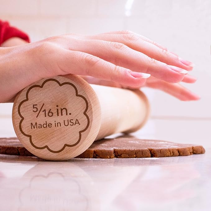 Perfect Cookie Rolling Pin 5/16-in. Fixed Depth Hardwood Made in the USA by Ann - Image 2