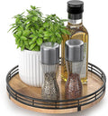 9" Oak Wood Lazy Susan Turntable Organizer by AMH