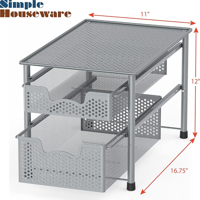 Simple Houseware Stackable 2 Tier Sliding Basket Organizer Drawer - Image 3