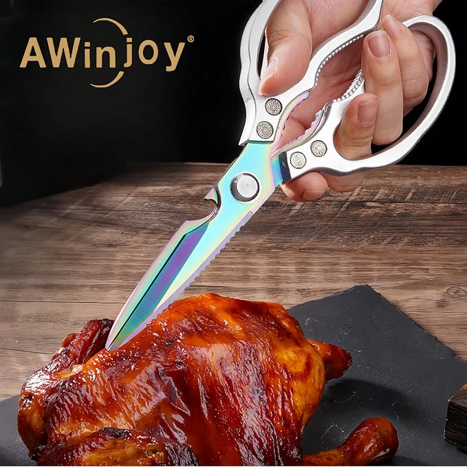 AWinjoy Heavy Duty Sharp Kitchen Scissors, Dishwasher Safe, Cooking Shears - Image 4