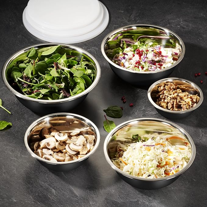 WHYSKO Stainless Steel Mixing Bowl Set, 10 Piece Stainless Steel Mixing Bowls - Image 4