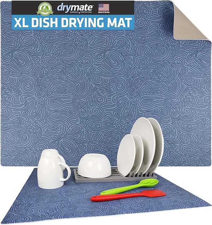 Drymate Jumbo XL Dish Drying Mat, Low-Profile, Super Absorbent, Quick Dry Fabric by Drymate