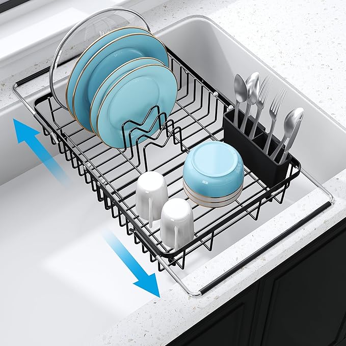 Expandable Stainless Steel Dish Drying Rack Over The Sink by JASIWAY
