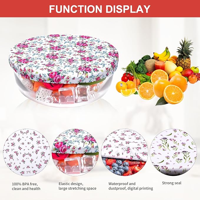 10Pcs Reusable Bowl Covers In 5 Size, Stretch Cloth Fabric Dish Cover Kitchen - Image 3
