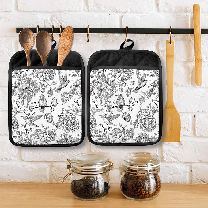 Vintage Floral Hummingbird Pot Holders - Image 3