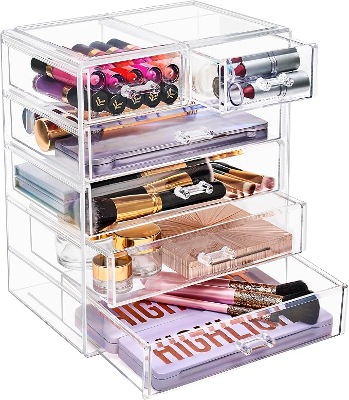 Sorbus Acrylic Makeup Organizer Set, 6-Drawer Vanity & Countertop Cosmetic - Image 7
