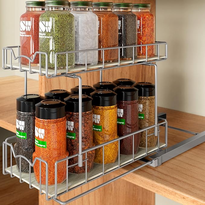 Simple Houseware 2-Tier Spice Rack Slide Out Wire Basket Drawer Organizer by SimpleHouseware