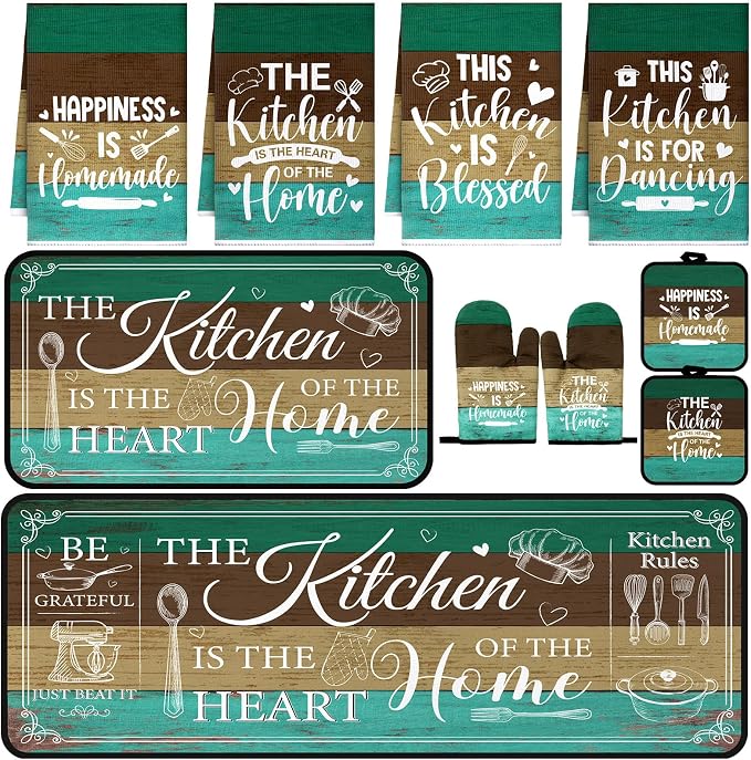 Fourluoo 10 Pcs Farmhouse Kitchen Decor and Accessories Set 4 Kitchen Towels 2 by Fourluoo