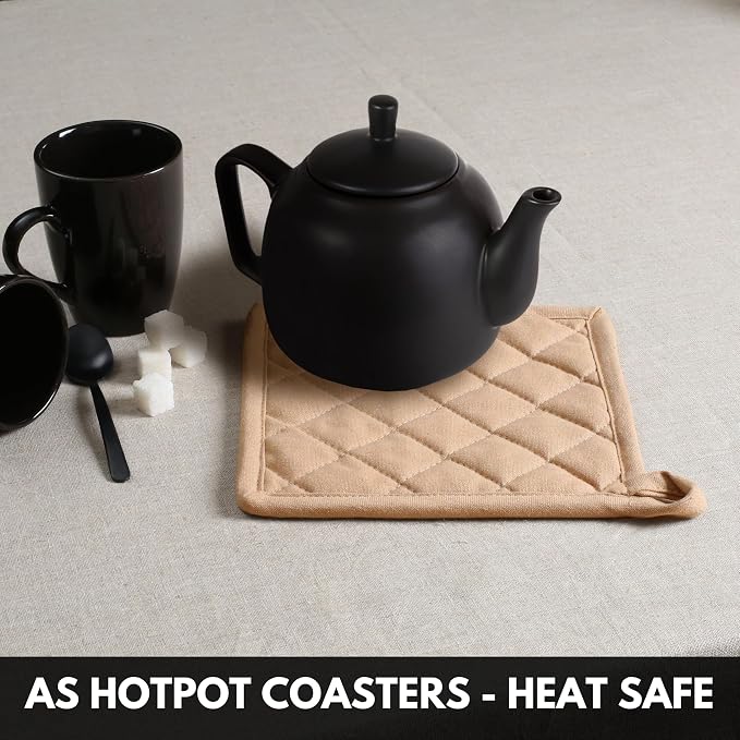 Oven Mitt & Pot Holder 100% Cotton Set of Heat Resistant Oven Gloves & Hot Pads - Image 6