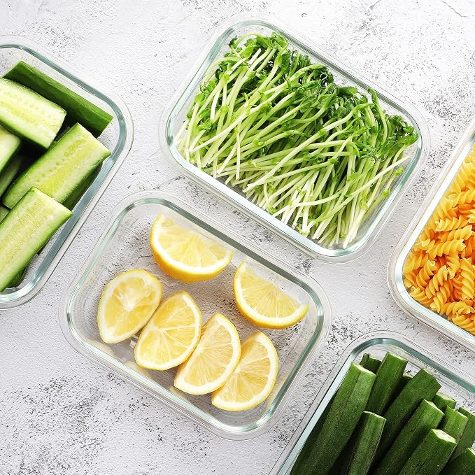 HOMBERKING Large Glass Meal Prep Containers, 5 Sets 35oz | 4.5cups, Food Storage - Image 7