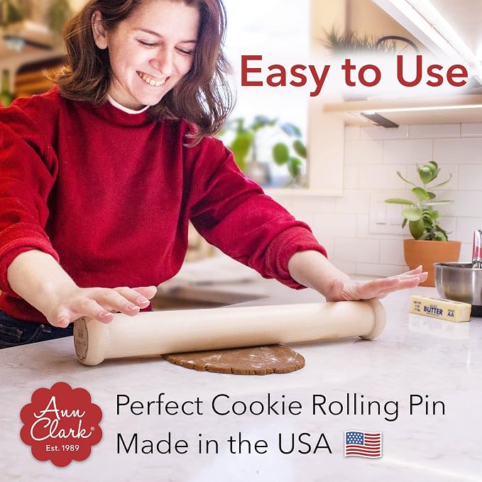 Perfect Cookie Rolling Pin 1/4-in. Fixed Depth Hardwood Made in the USA by Ann - Image 4