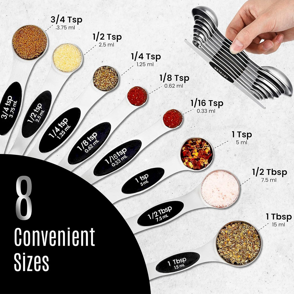 Nextop Stainless Steel Magnetic Measuring Spoons Set – 9 Pieces