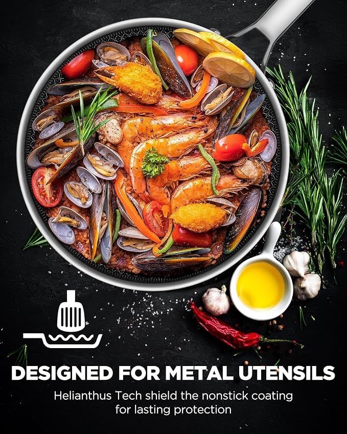 Pots and Pans Set Hybrid Stainless Steel, Dishwasher & Oven Safe, Metal Utensil - Image 7