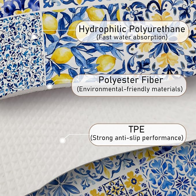 Mediterranean Tiles Dish Drying Mat, Vintage Azulejo Absorbent Dish Drying Mats - Image 6