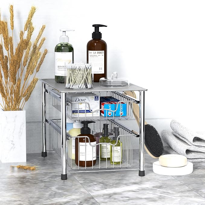 Simple Houseware Stackable 2 Tier Sliding Basket Organizer Drawer - Image 7