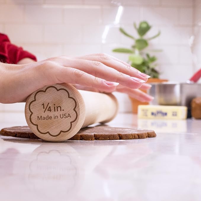 Perfect Cookie Rolling Pin 1/4-in. Fixed Depth Hardwood Made in the USA by Ann - Image 2
