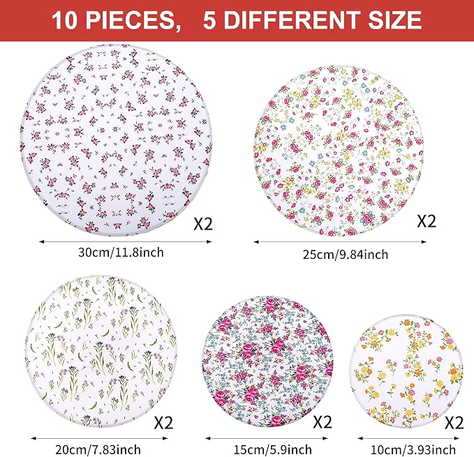 10Pcs Reusable Bowl Covers In 5 Size, Stretch Cloth Fabric Dish Cover Kitchen - Image 2