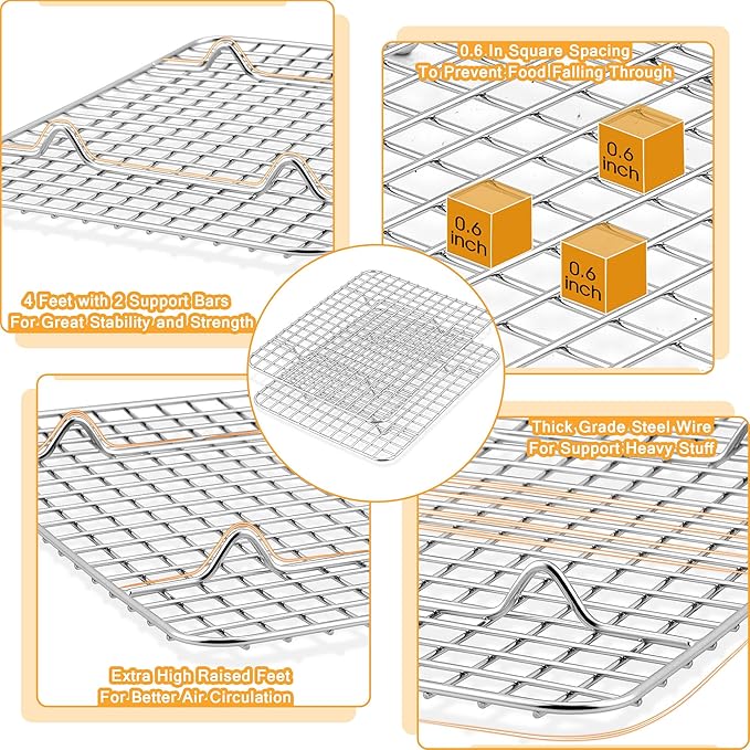 TeamFar Baking Pan with Rack Set, Stainless Steel Cookies Sheet Baking Tray Pan - Image 4