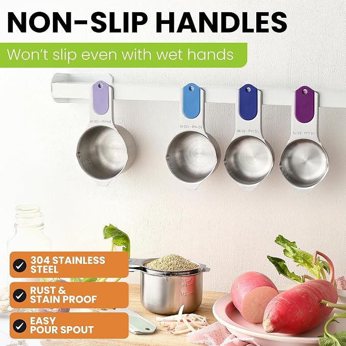 Spring Chef Magnetic Stainless Steel Measuring Cups, Kitchen Tools - Image 4