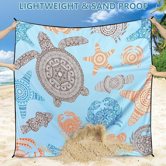 WIWIGO Beach Blanket Waterproof Sandproof Beach Mat 79" X 83"/10'x9'for 2-8 - Image 3