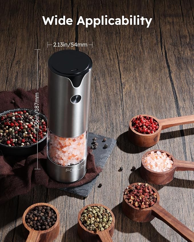 FORLIM Electric Salt and Pepper Grinder Set, USB Rechargeable, Automatic Salt - Image 7
