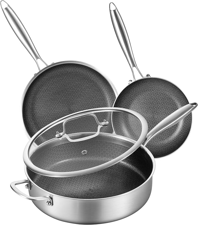 LOLYKITCH 6 QT Tri-Ply Stainless Steel Non Stick Sauté Pan by LolyKitch