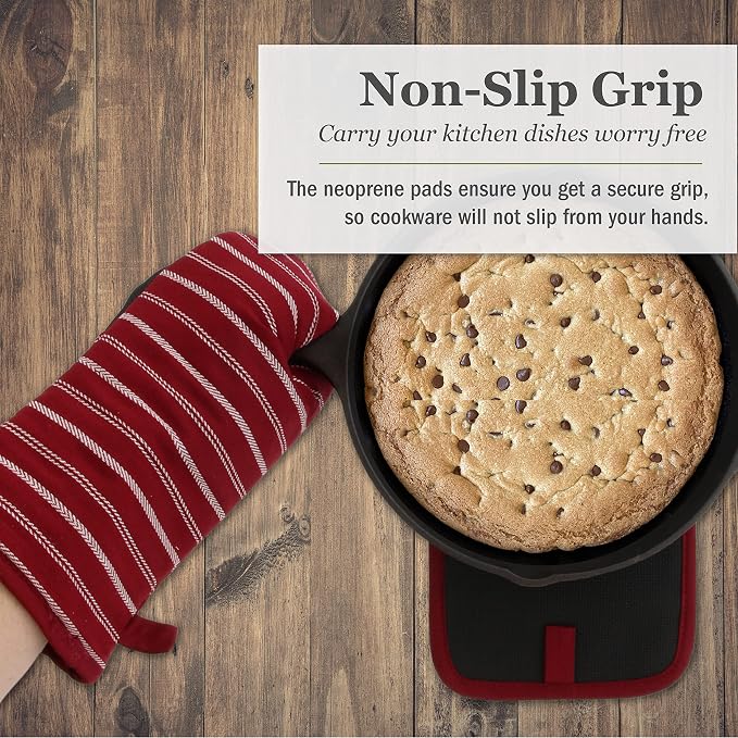 Cuisinart Neoprene Oven Mitts and Potholder Set-Heat Resistant Oven Gloves to - Image 6