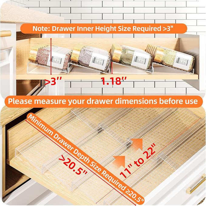MUDEELA Clear Spice Drawer Organizer, 4 Tier- 2 Set Spice Rack - Image 2