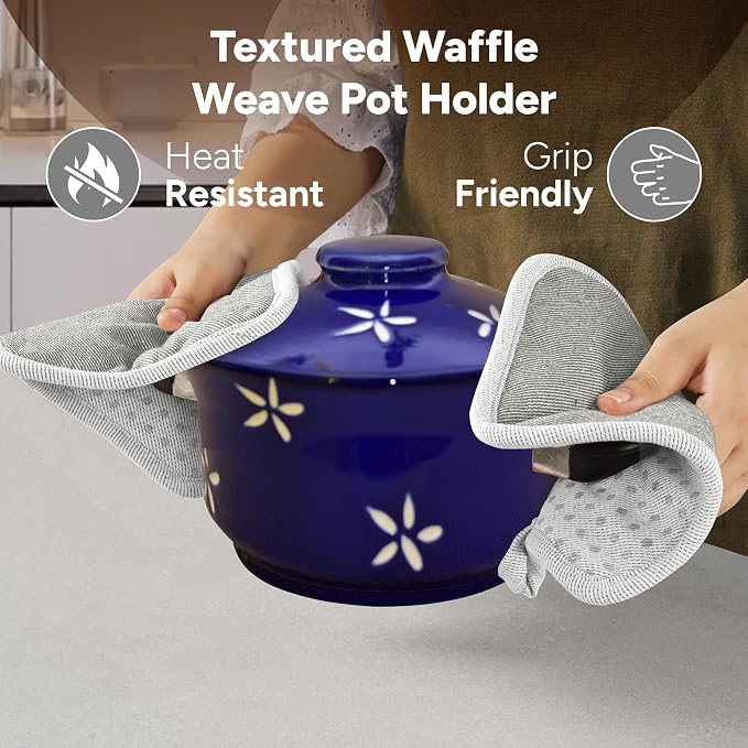 Casa Platino Heat Resistant Oven Mitts & Potholders, 4-Piece – Oven Mitt and - Image 5