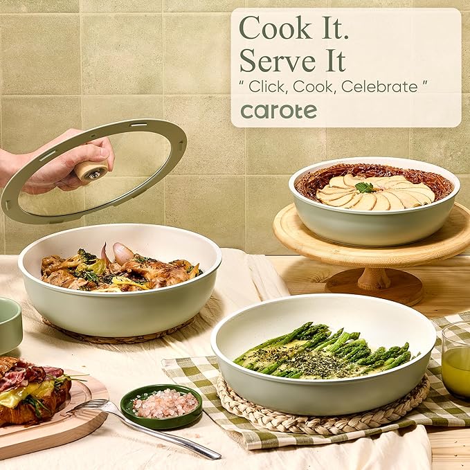 CAROTE Pots and Pans Set, Nonstick Cookware Set Detachable Handle, RV Cookware - Image 4