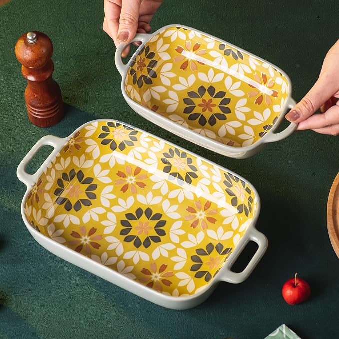 ONCCI Ceramic Baking Dish Set, 2-Piece Hand-painted Porcelain Rectangular - Image 5