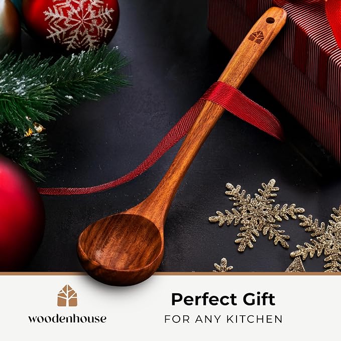 Wooden Ladle for Cooking, Soup Spoon Ladle – Teak Wooden Serving Spoon - Image 2