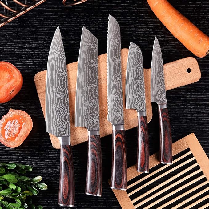 Professional Kitchen Knife Set, 5-Piece High Carbon German Stainless Steel Chef - Image 8